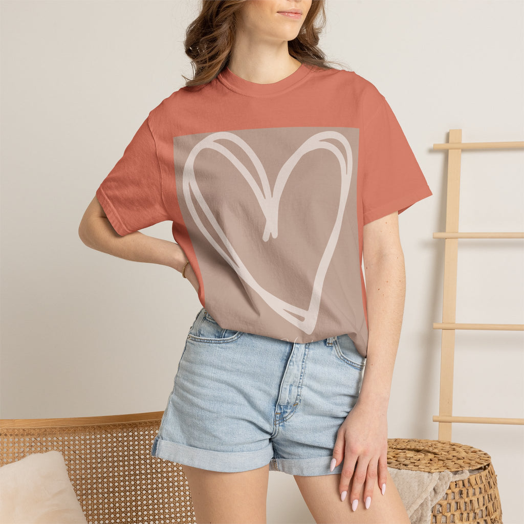 Hand-drawn Heart Tee | Minimal Neutral Graphic T-Shirt | Heart2Heart