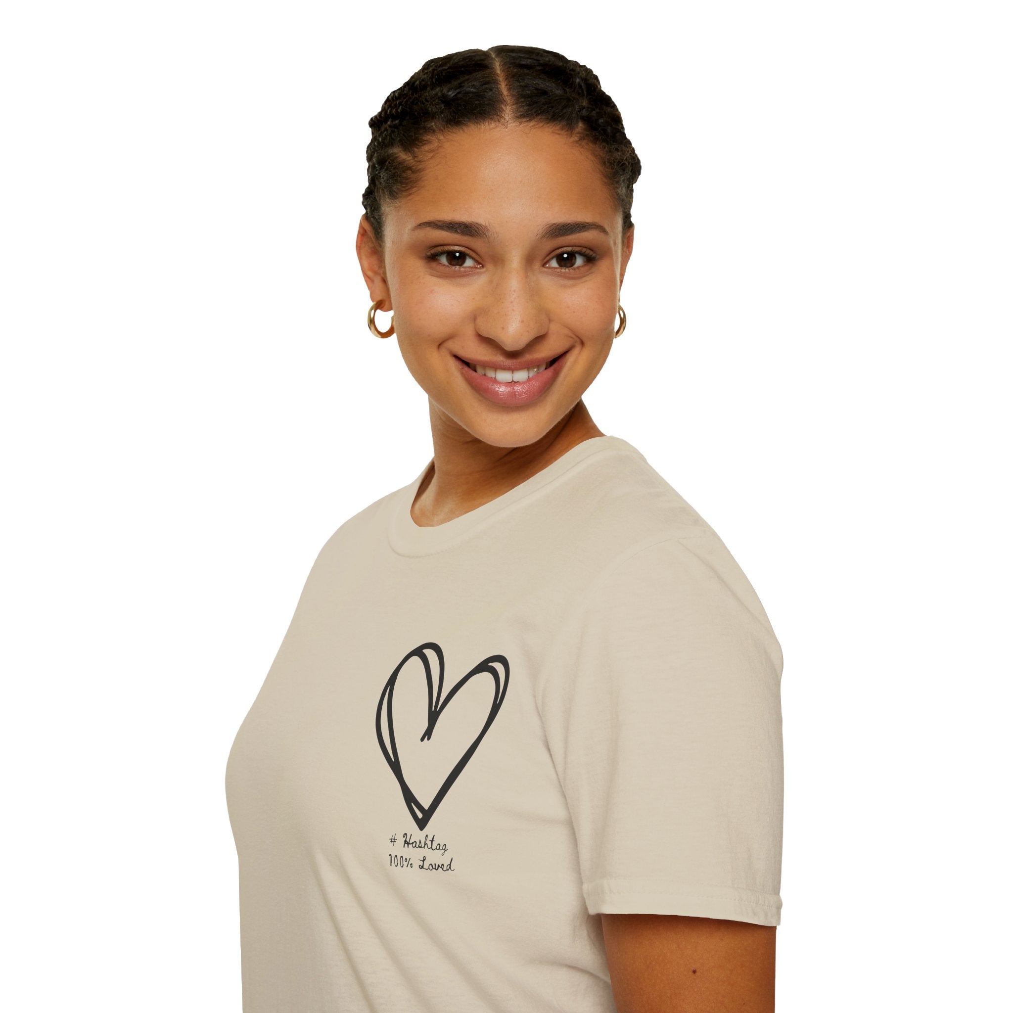100% Loved T-Shirt — Minimal #Hashtag Love Graphic Tee