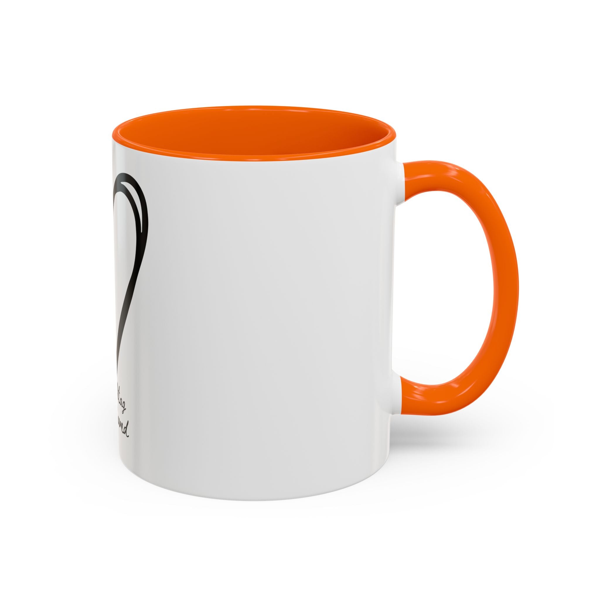 Heart Sketch Accent Coffee Mug — “# Hashtag 100% Loved”
