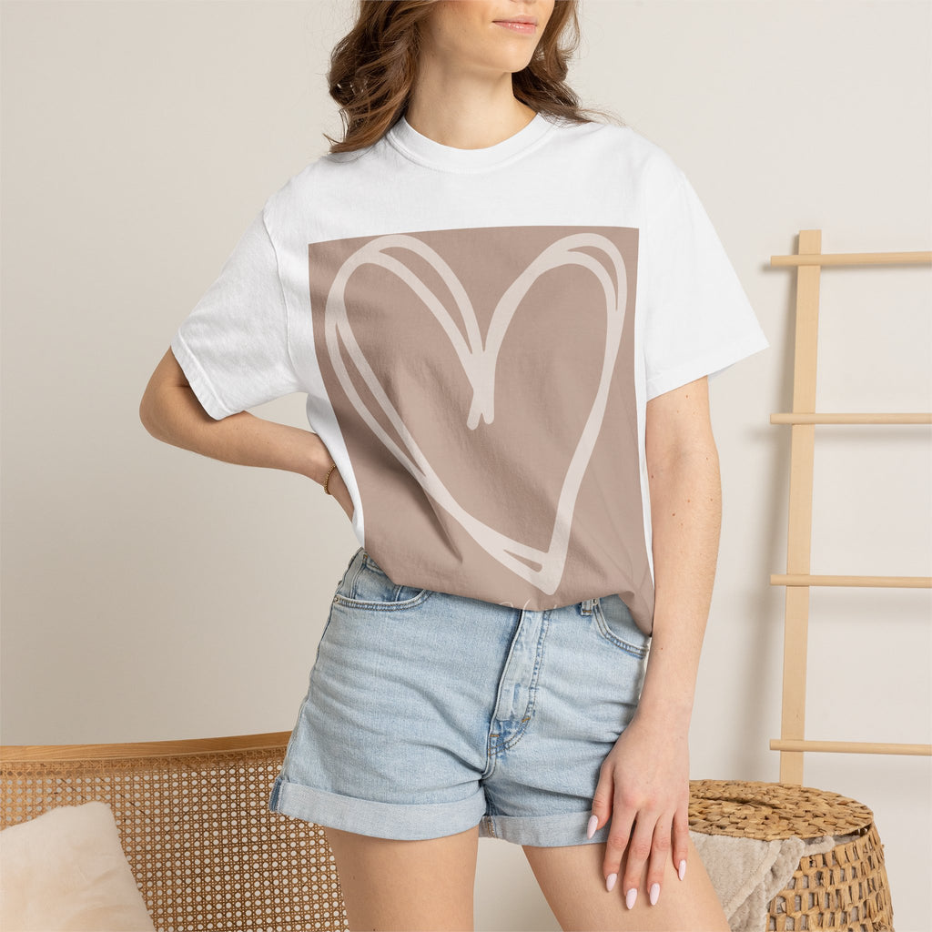 Hand-drawn Heart Tee | Minimal Neutral Graphic T-Shirt | Heart2Heart