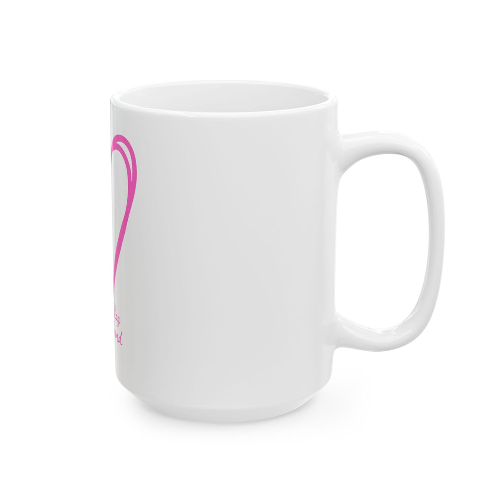 Pink Sketch Heart Ceramic Mug — "#Hashtag 100% Loved" Coffee Cup (11oz & 15oz)