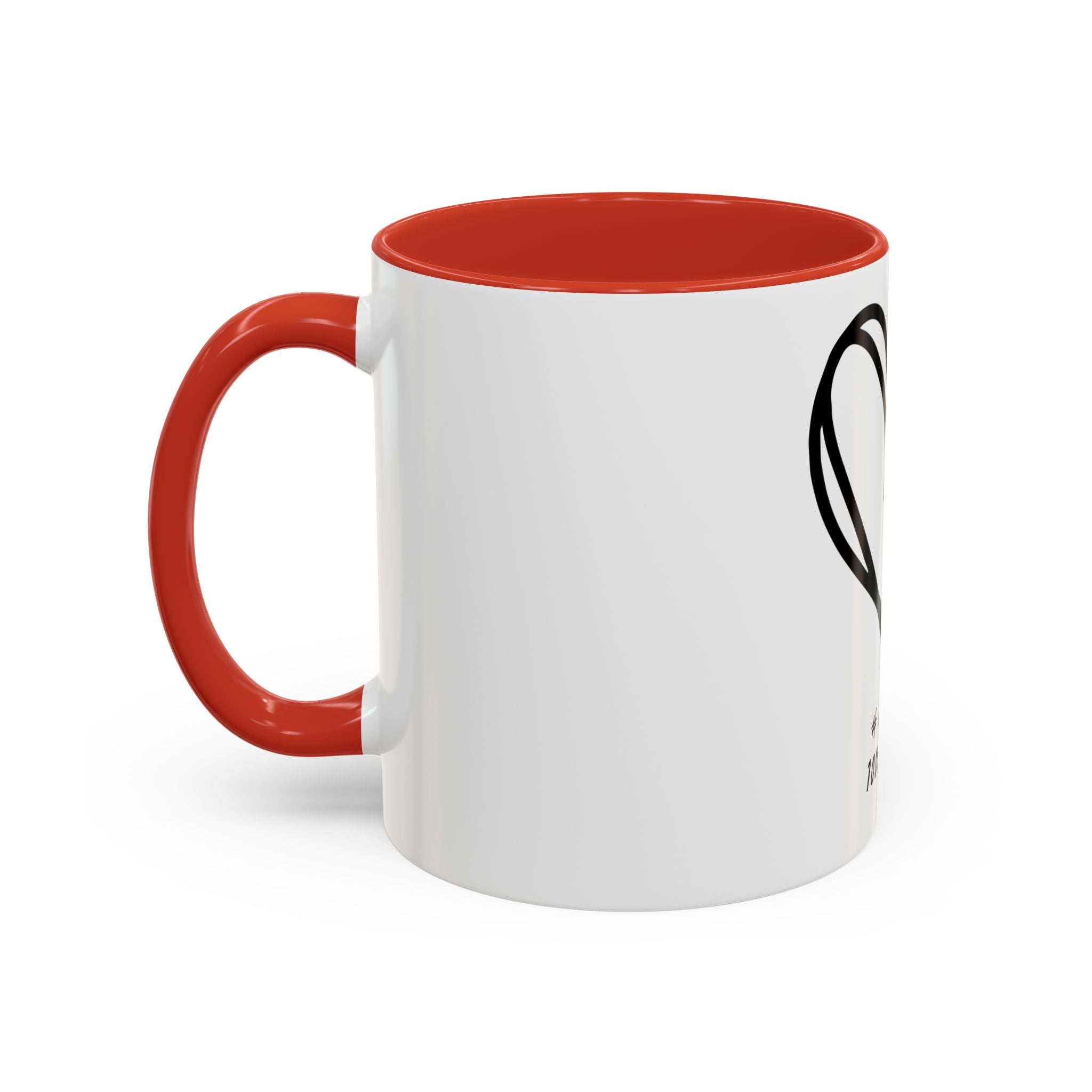 Heart Sketch Accent Coffee Mug — “# Hashtag 100% Loved”
