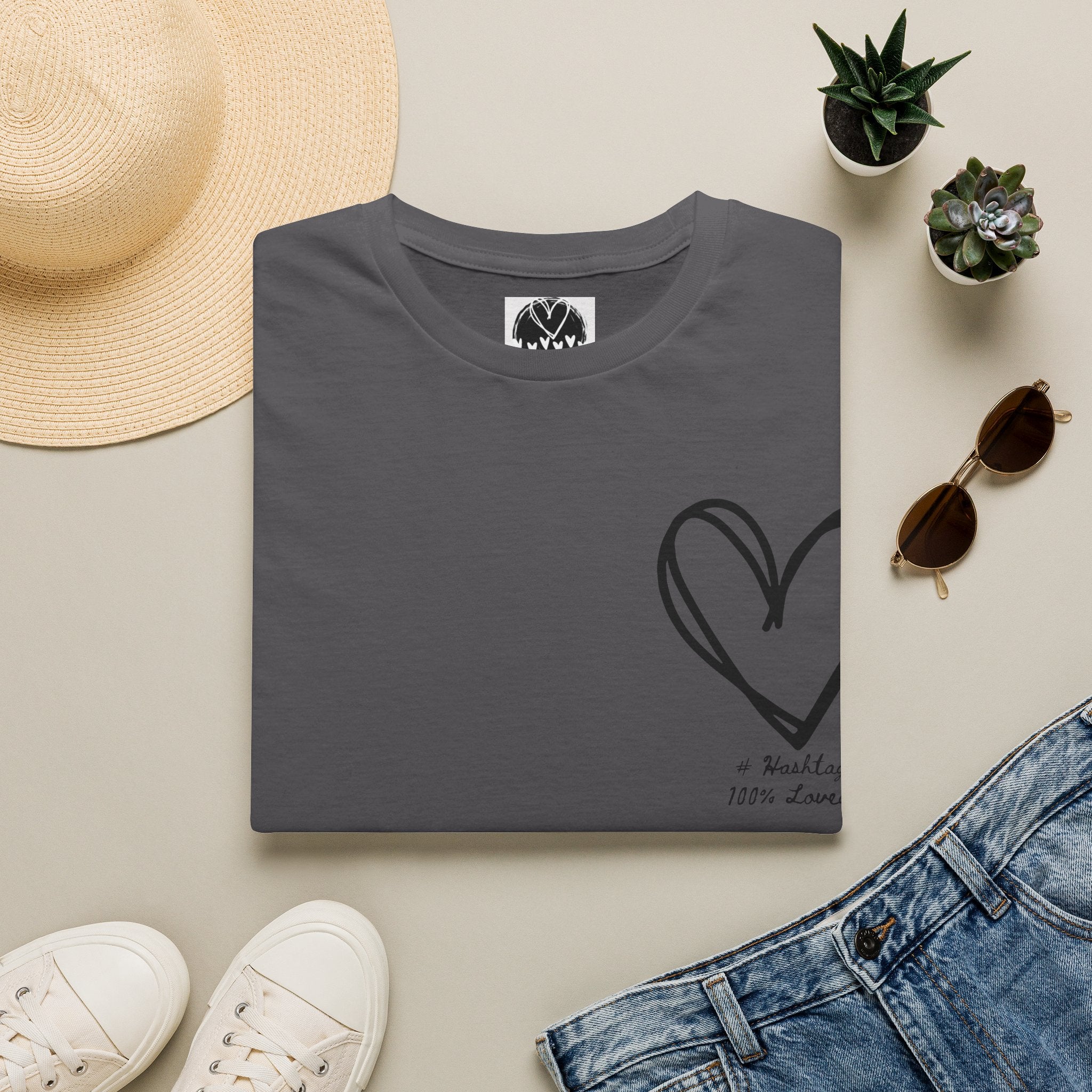 100% Loved T-Shirt — Minimal #Hashtag Love Graphic Tee