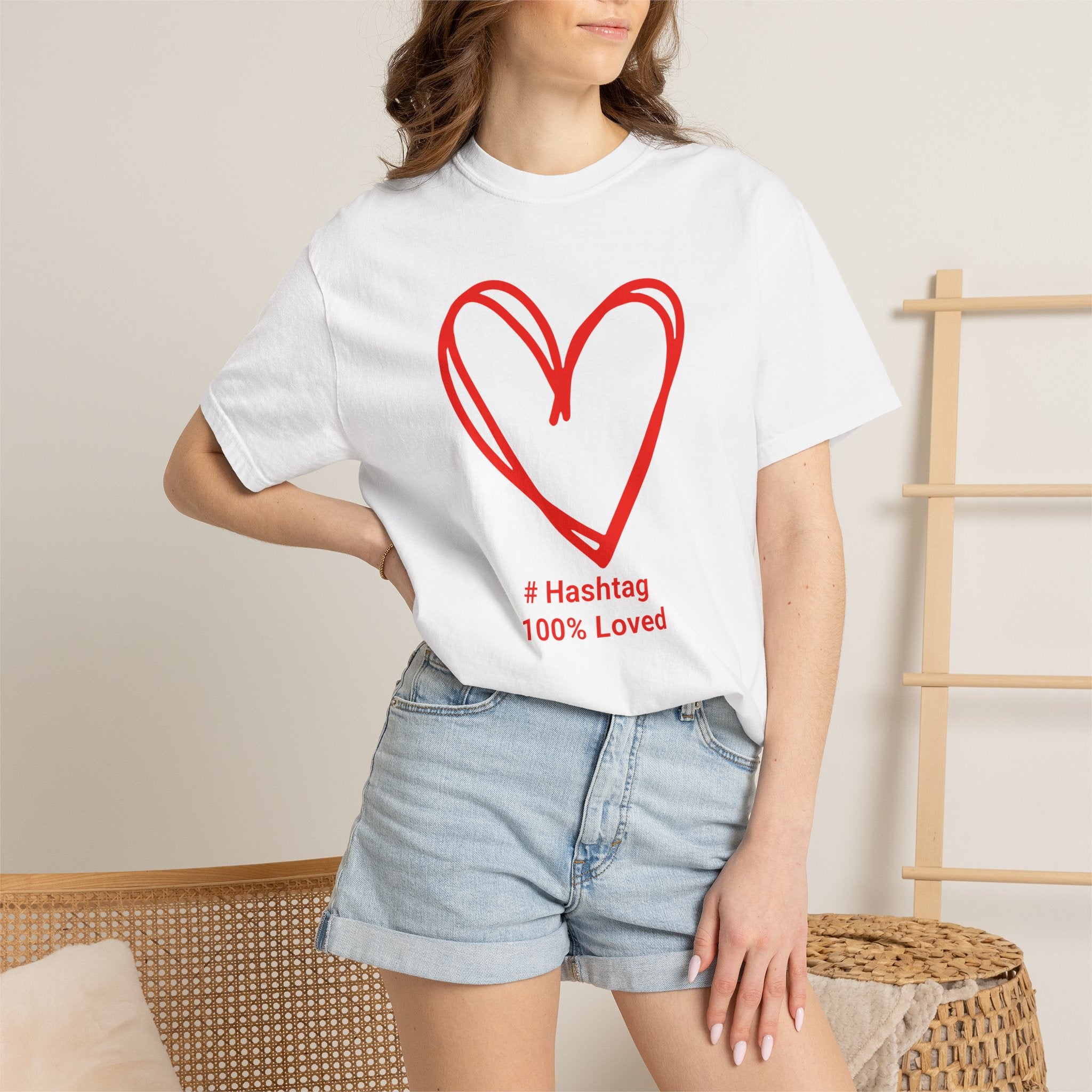 Red Heart Sketch Tee | #Hashtag 100% Loved Graphic T-Shirt
