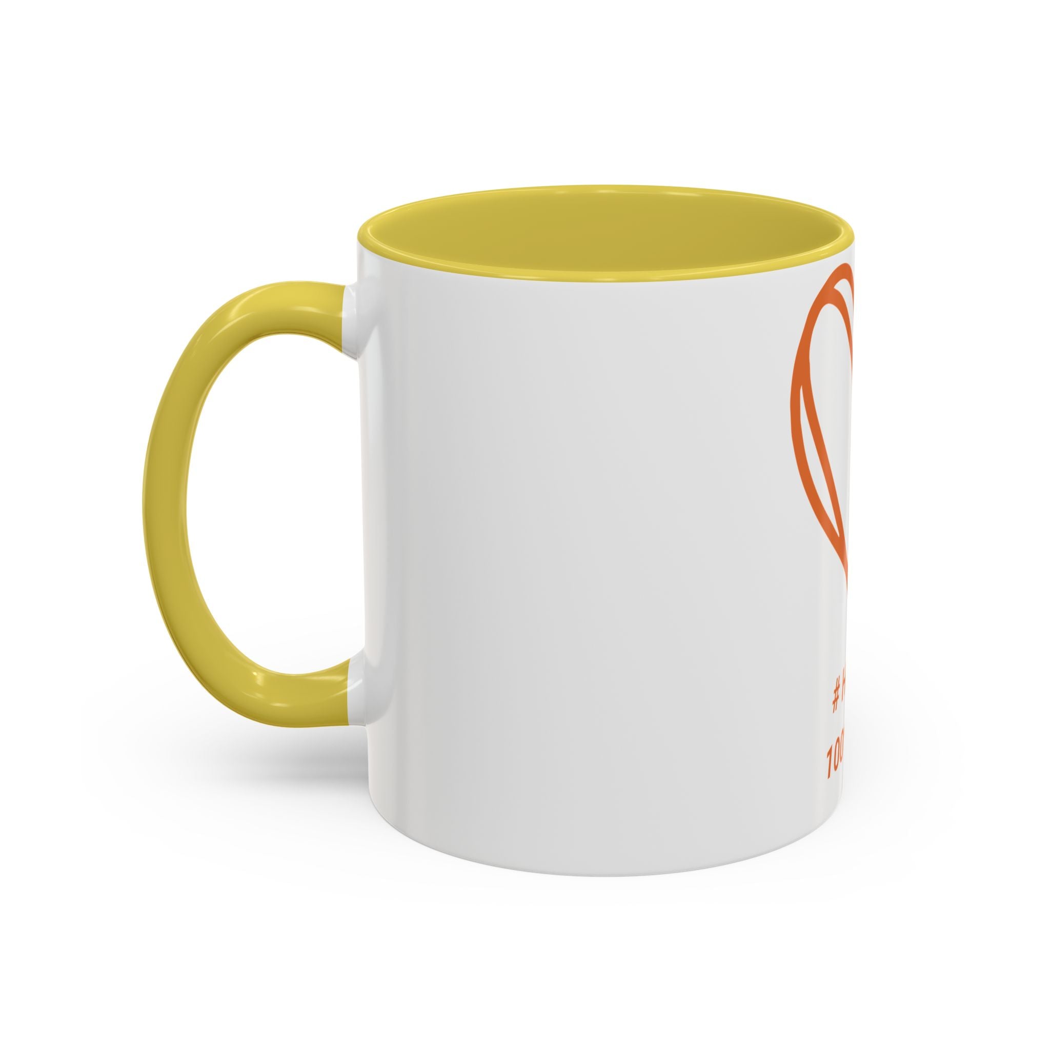 Hashtag 100% Loved Heart Mug — Color Accent Coffee Cup (11oz/15oz)