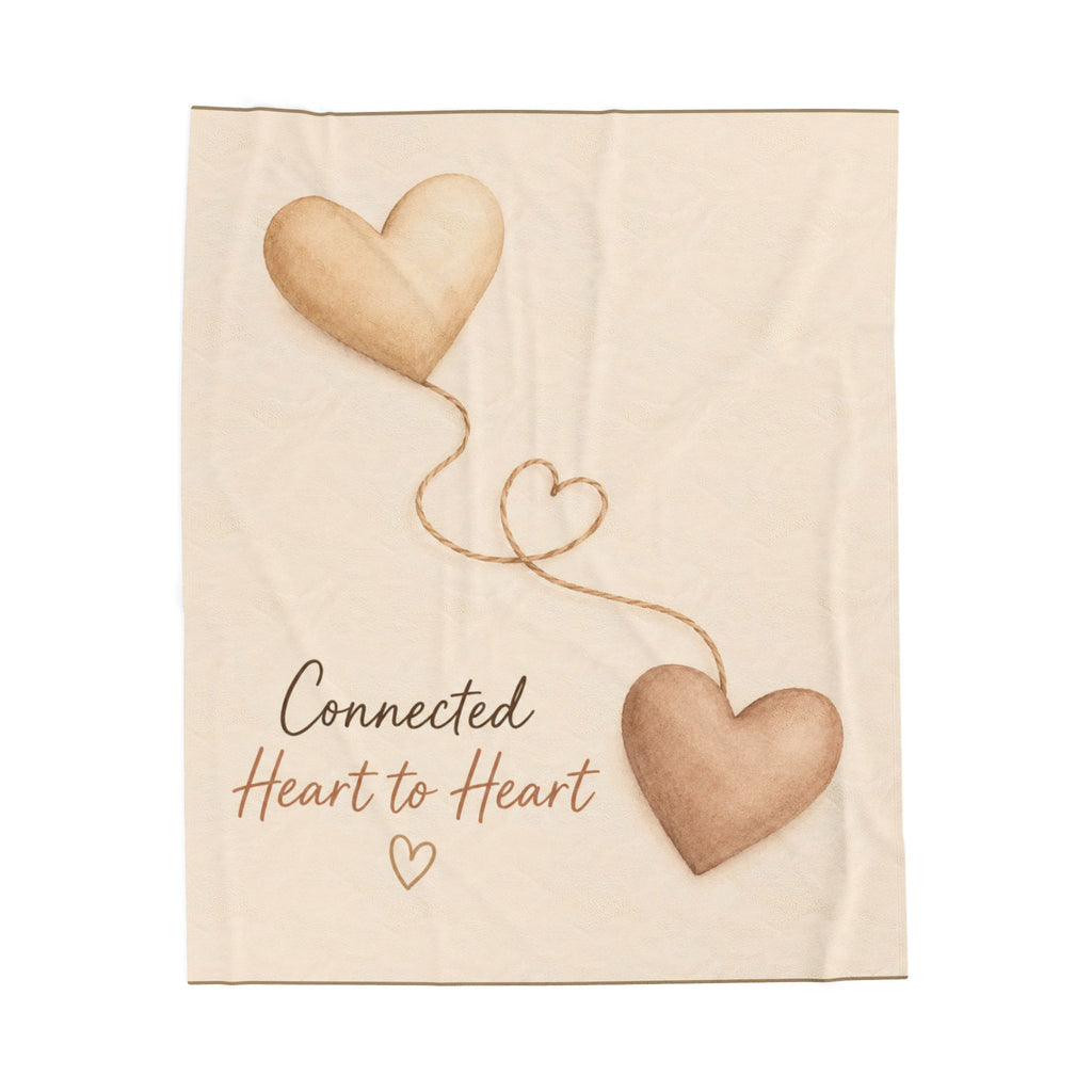 Connected Heart to Heart Velveteen Plush Blanket | Heart Balloon Design