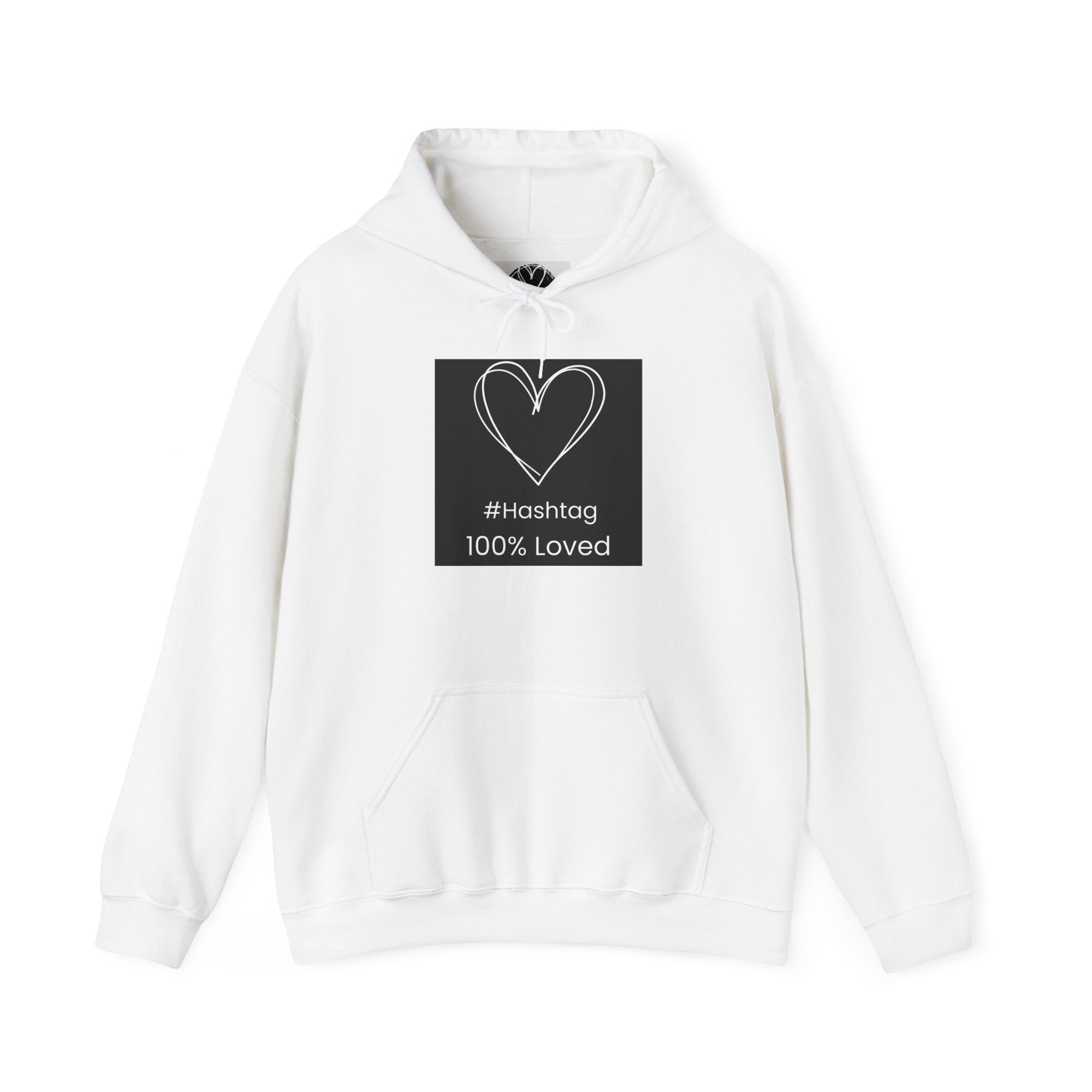 Heart Sketch Hoodie - "#hashtag 100% Loved" Comfort Sweatshirt