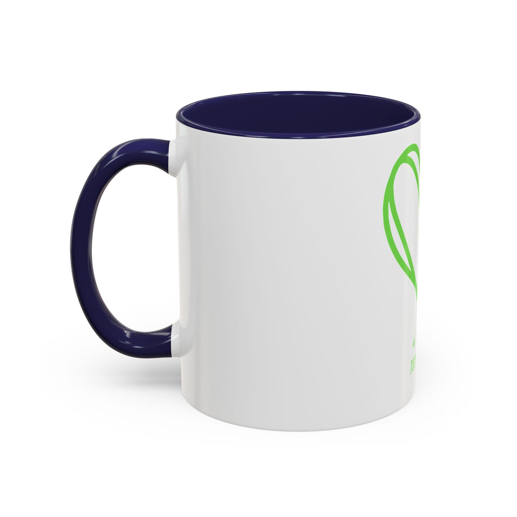 Accent Coffee Mug — Green Heart "#Hashtag 100% Loved" Design