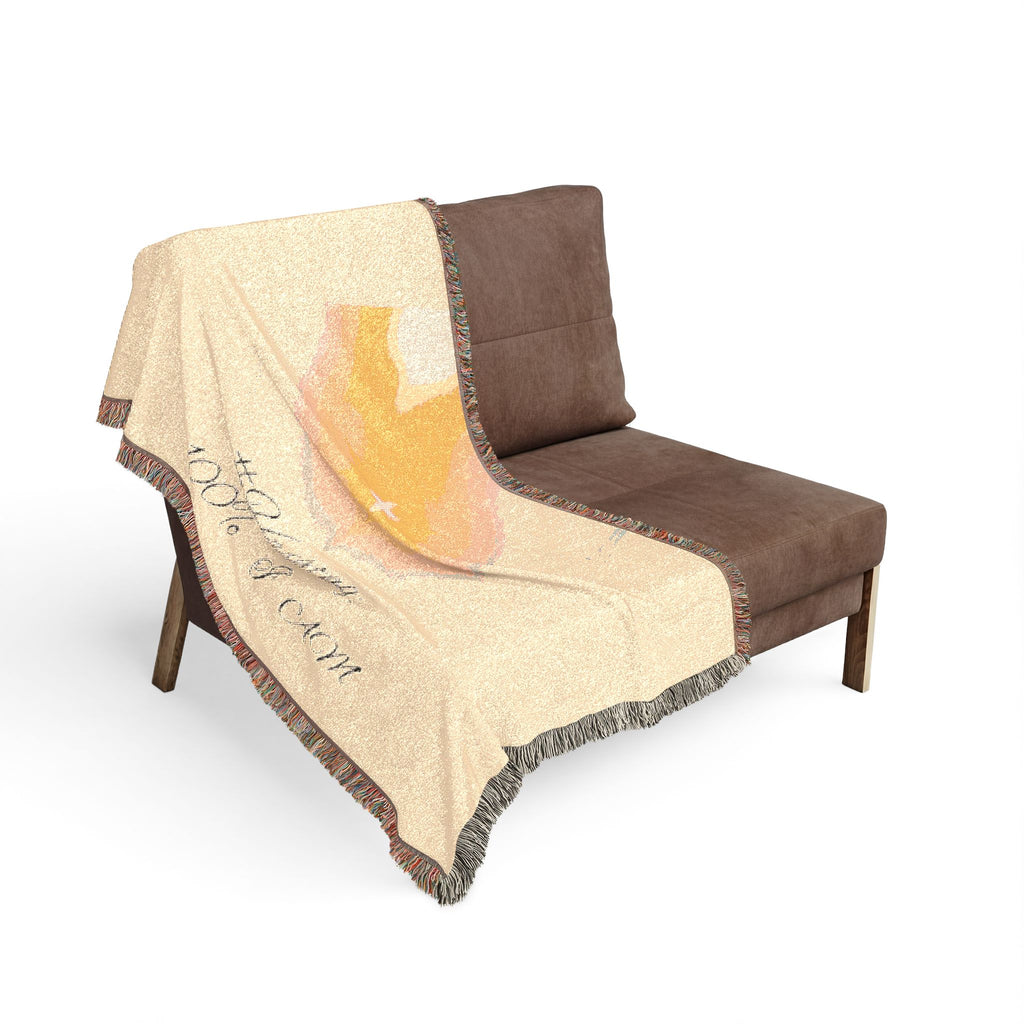100% I AM Woven Throw Blanket | Heart2Heart Cosy Throw with Fringe