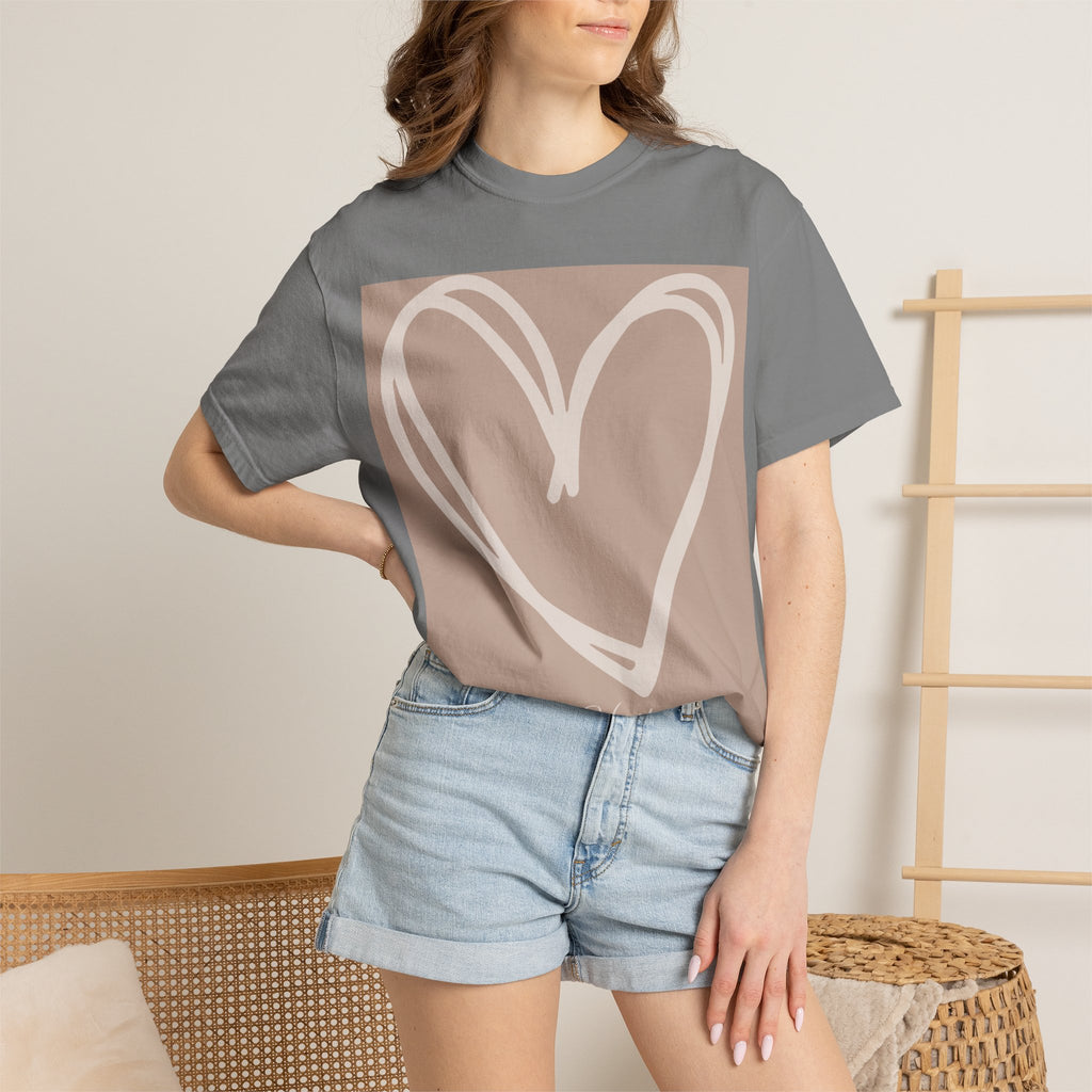 Hand-drawn Heart Tee | Minimal Neutral Graphic T-Shirt | Heart2Heart