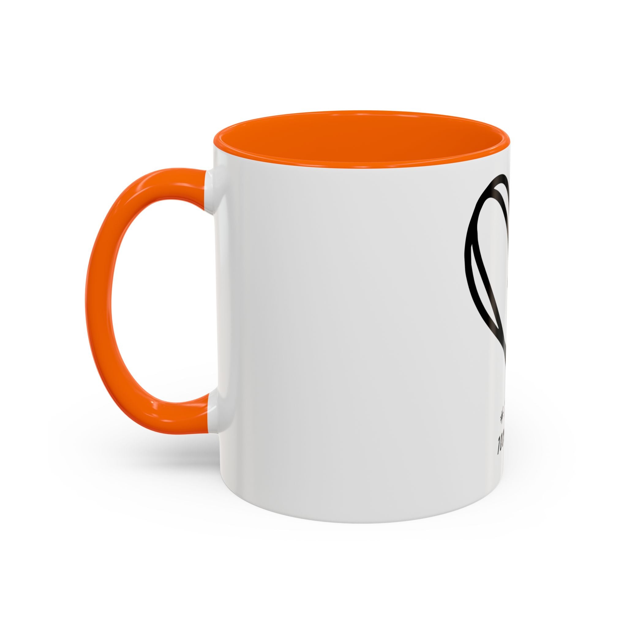 Heart Sketch Accent Coffee Mug — “# Hashtag 100% Loved”