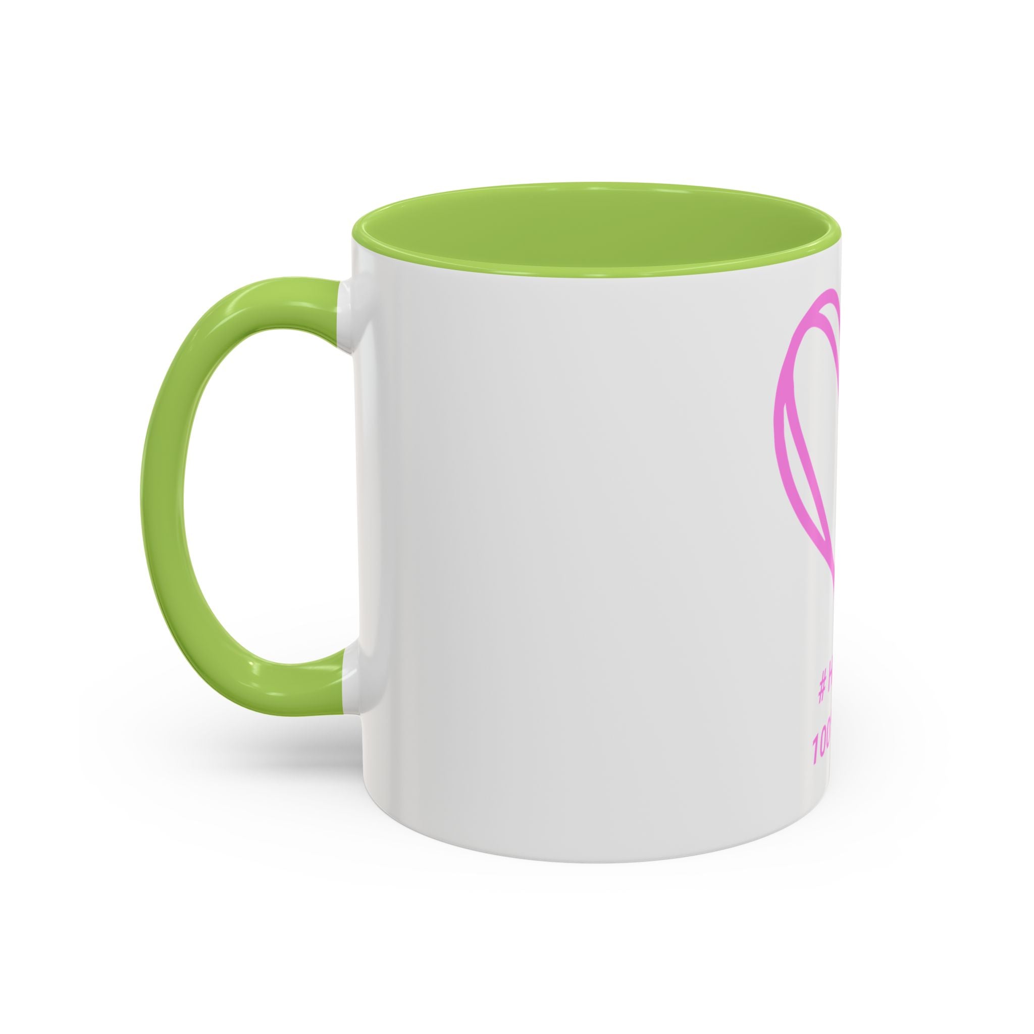 100% Loved Accent Coffee Mug — #Hashtag Heart Design (11/15oz)