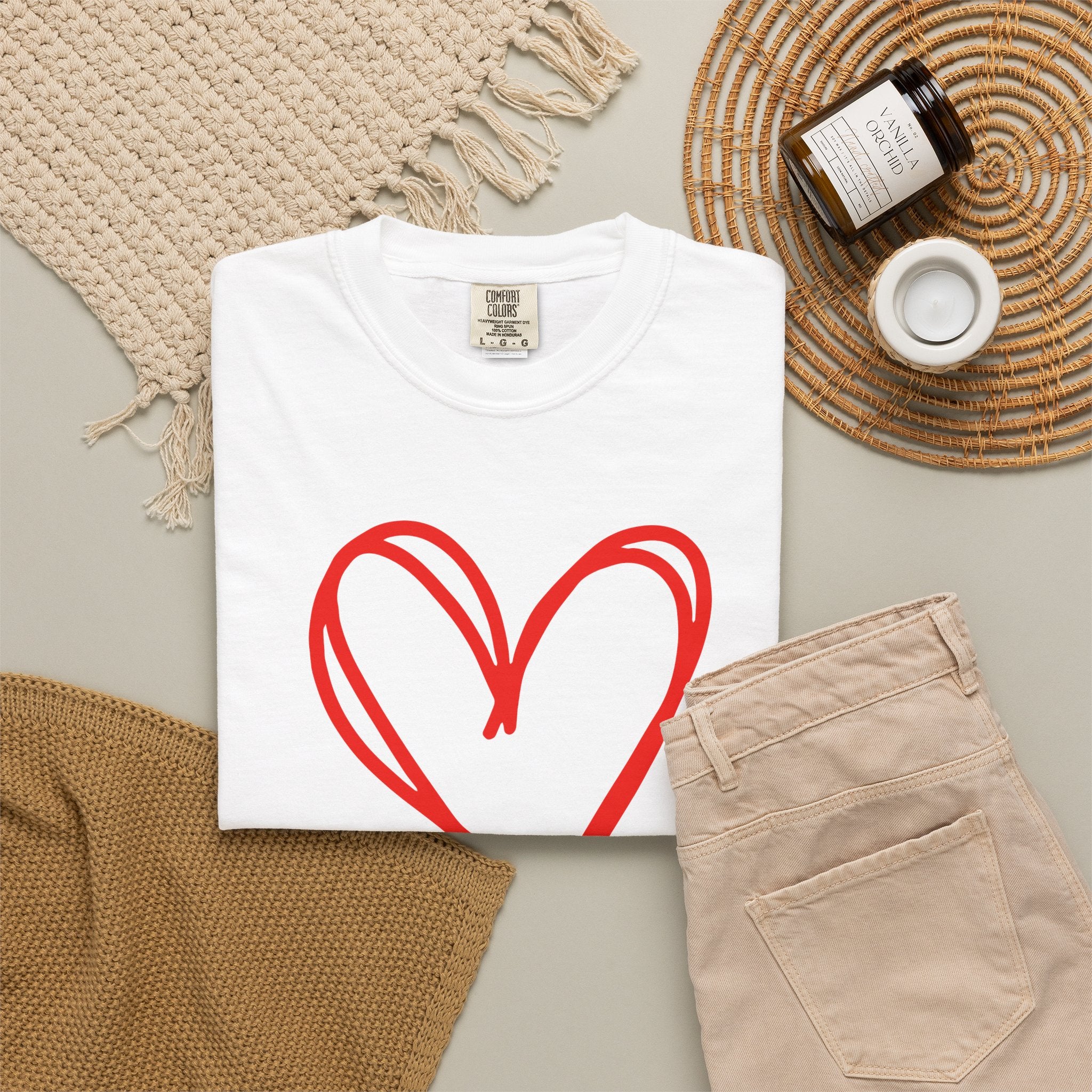 Red Heart Sketch Tee | #Hashtag 100% Loved Graphic T-Shirt