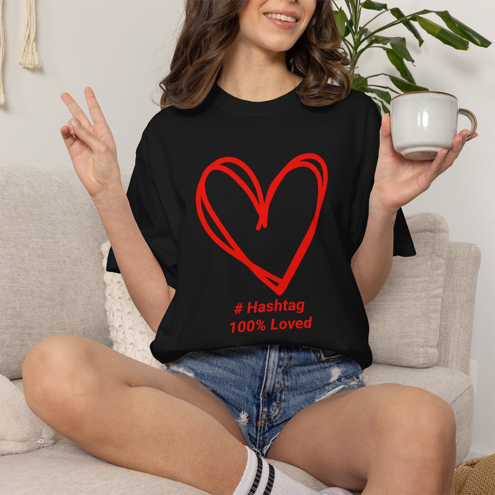 Red Heart Sketch Tee | #Hashtag 100% Loved Graphic T-Shirt