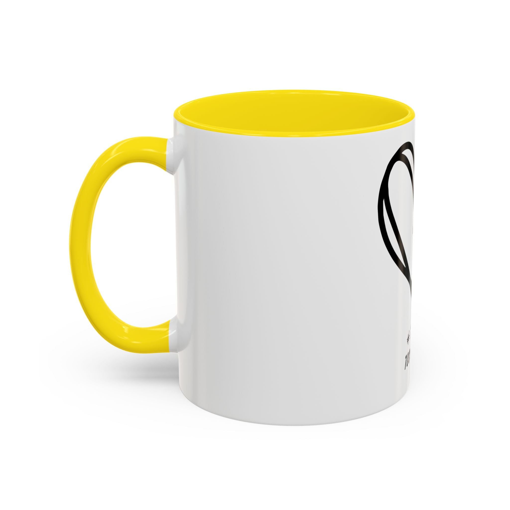 Heart Sketch Accent Coffee Mug — “# Hashtag 100% Loved”