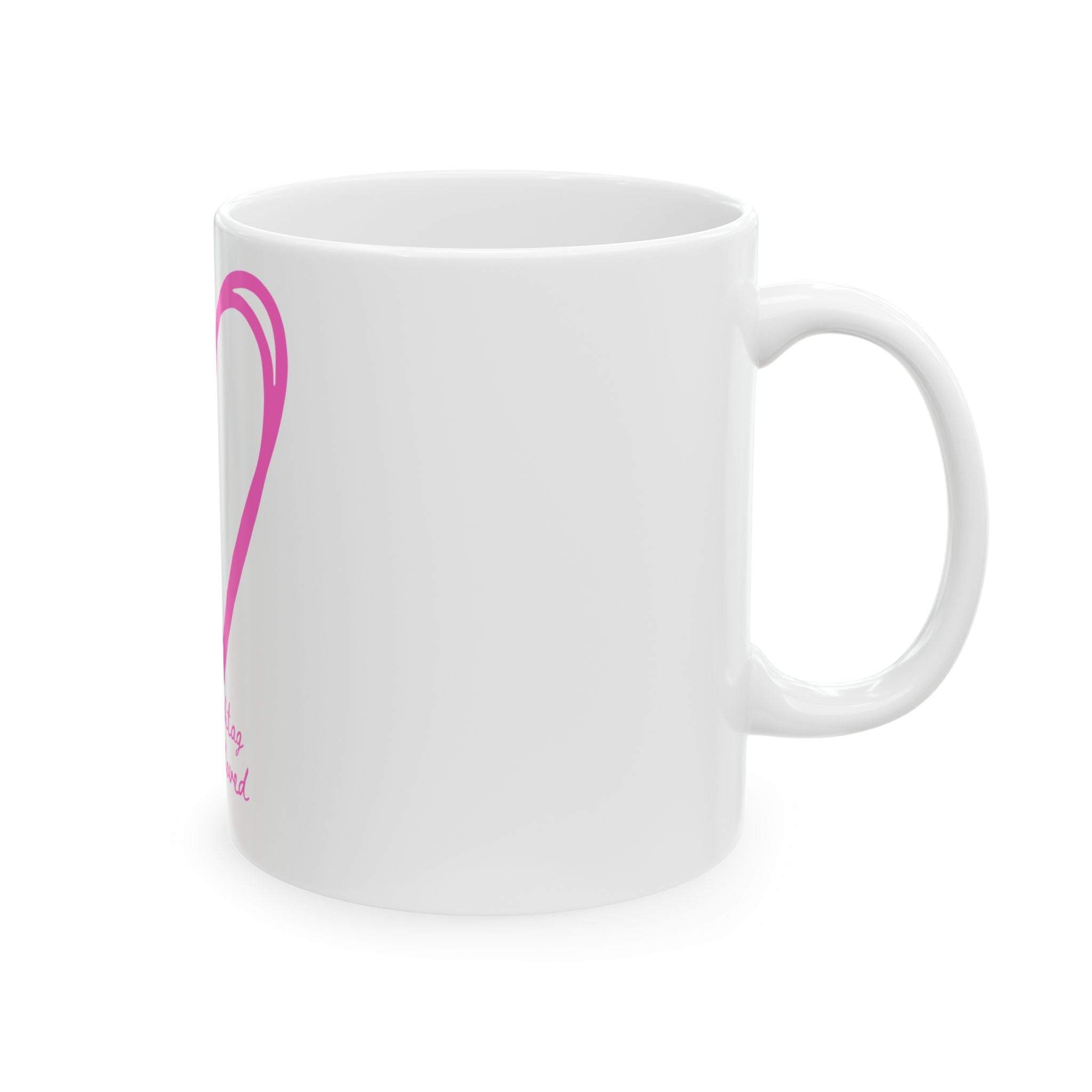 Pink Sketch Heart Ceramic Mug — "#Hashtag 100% Loved" Coffee Cup (11oz & 15oz)