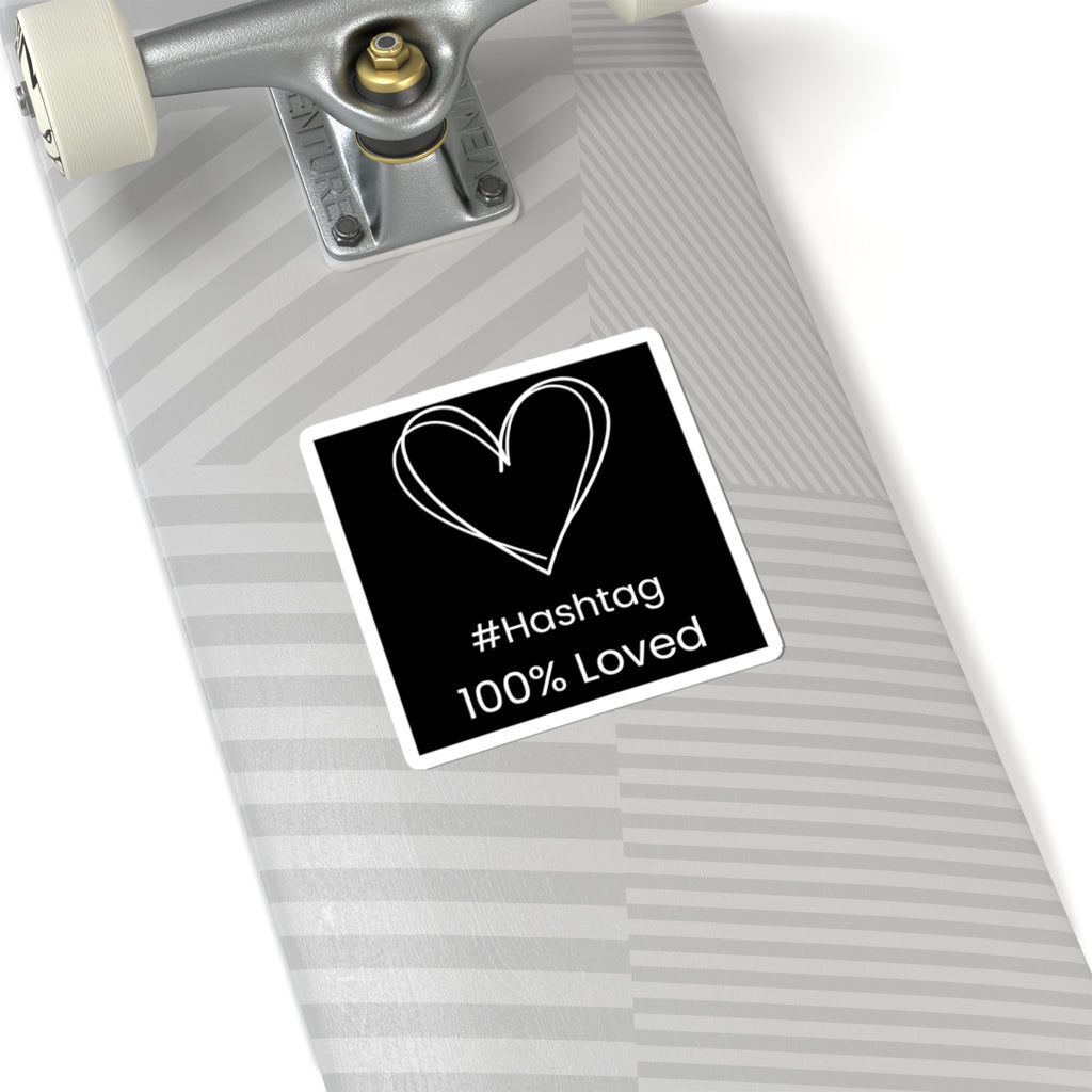 Black Heart Kiss-Cut Sticker | #Hashtag 100% Loved Decal