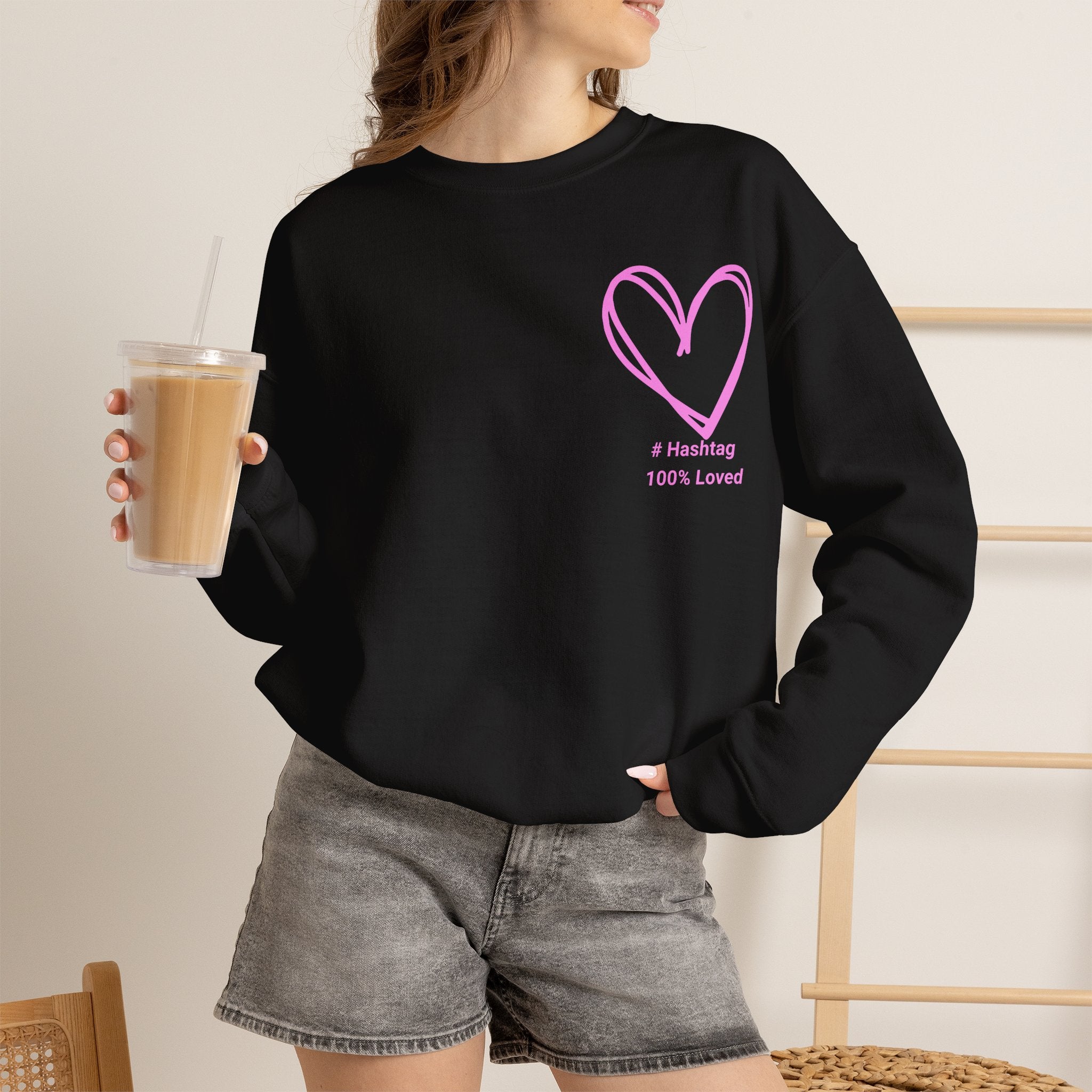 Crewneck Sweatshirt — Pink Heart 'I Choose Me' Minimal Self-Love Design