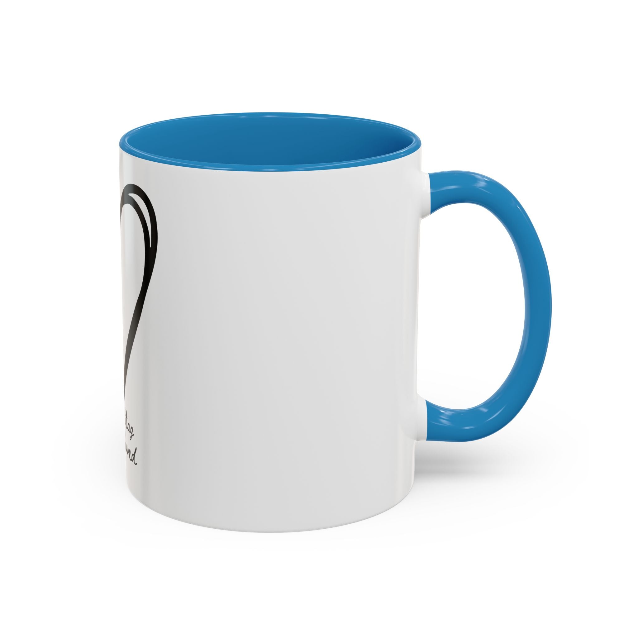 Heart Sketch Accent Coffee Mug — “# Hashtag 100% Loved”