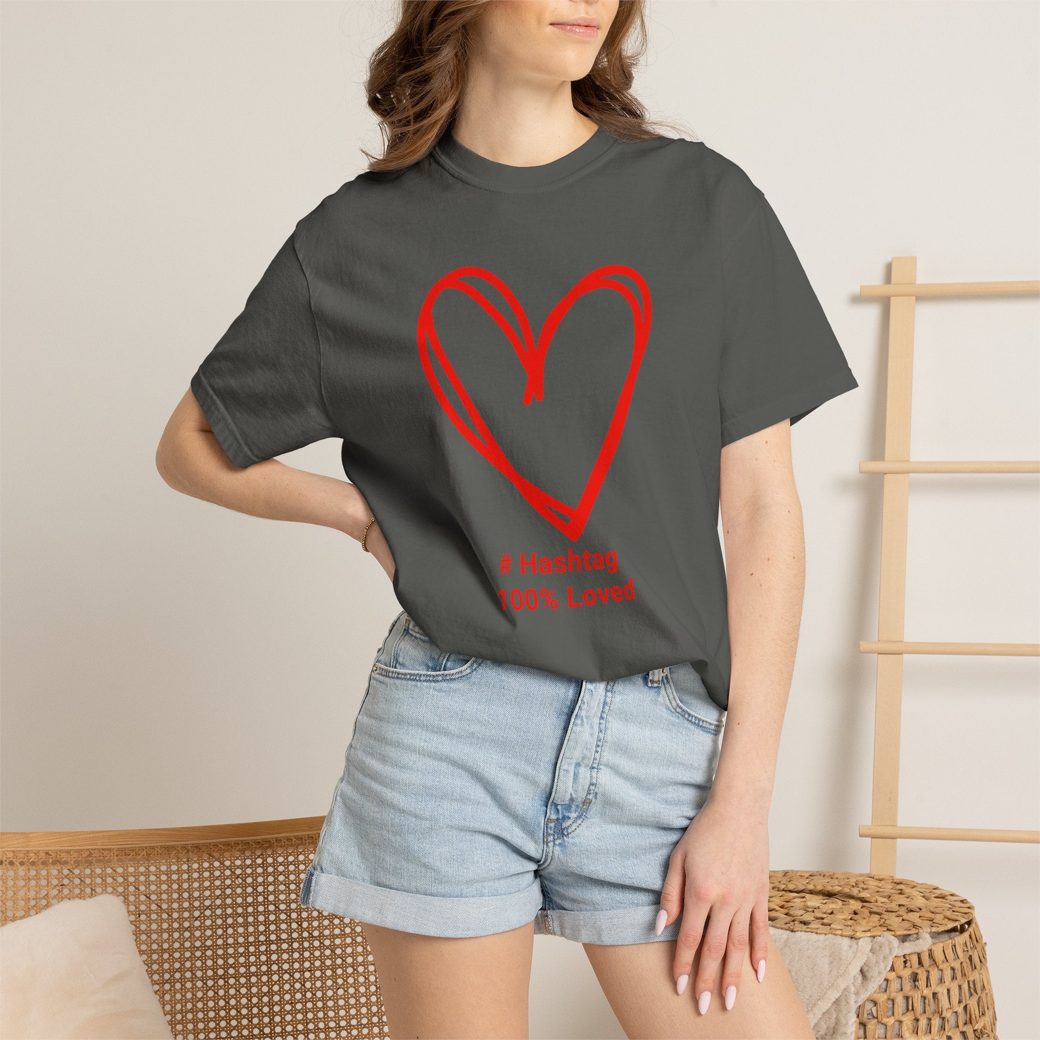 Red Heart Sketch Tee | #Hashtag 100% Loved Graphic T-Shirt