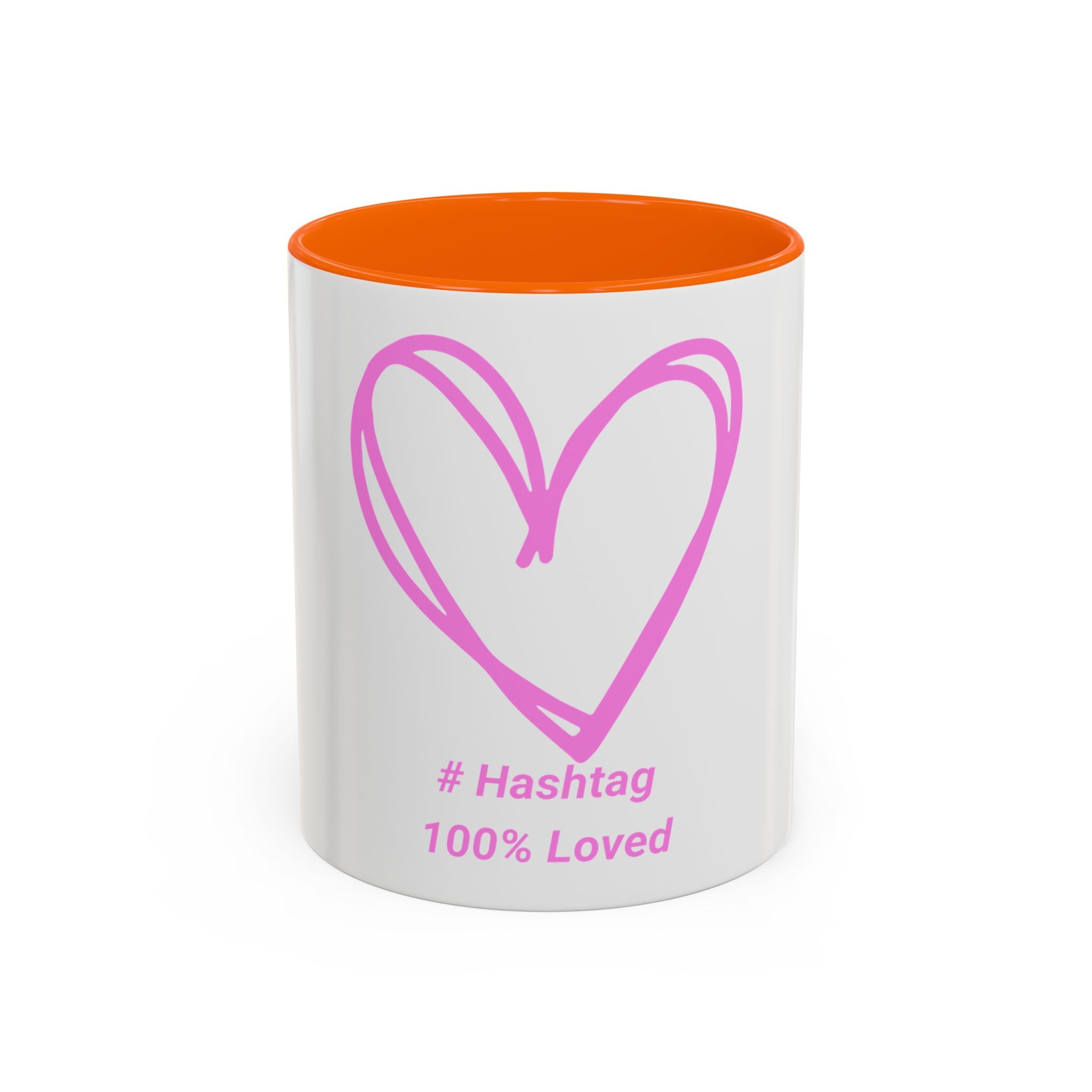 100% Loved Accent Coffee Mug — #Hashtag Heart Design (11/15oz)
