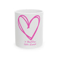 Pink Sketch Heart Ceramic Mug — "#Hashtag 100% Loved" Coffee Cup (11oz & 15oz)