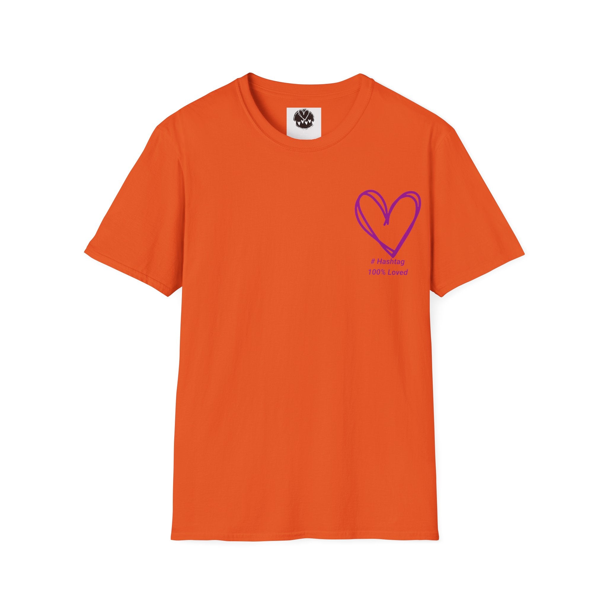 T-Shirt — Minimal Purple Heart Chest Design ("100% Love")