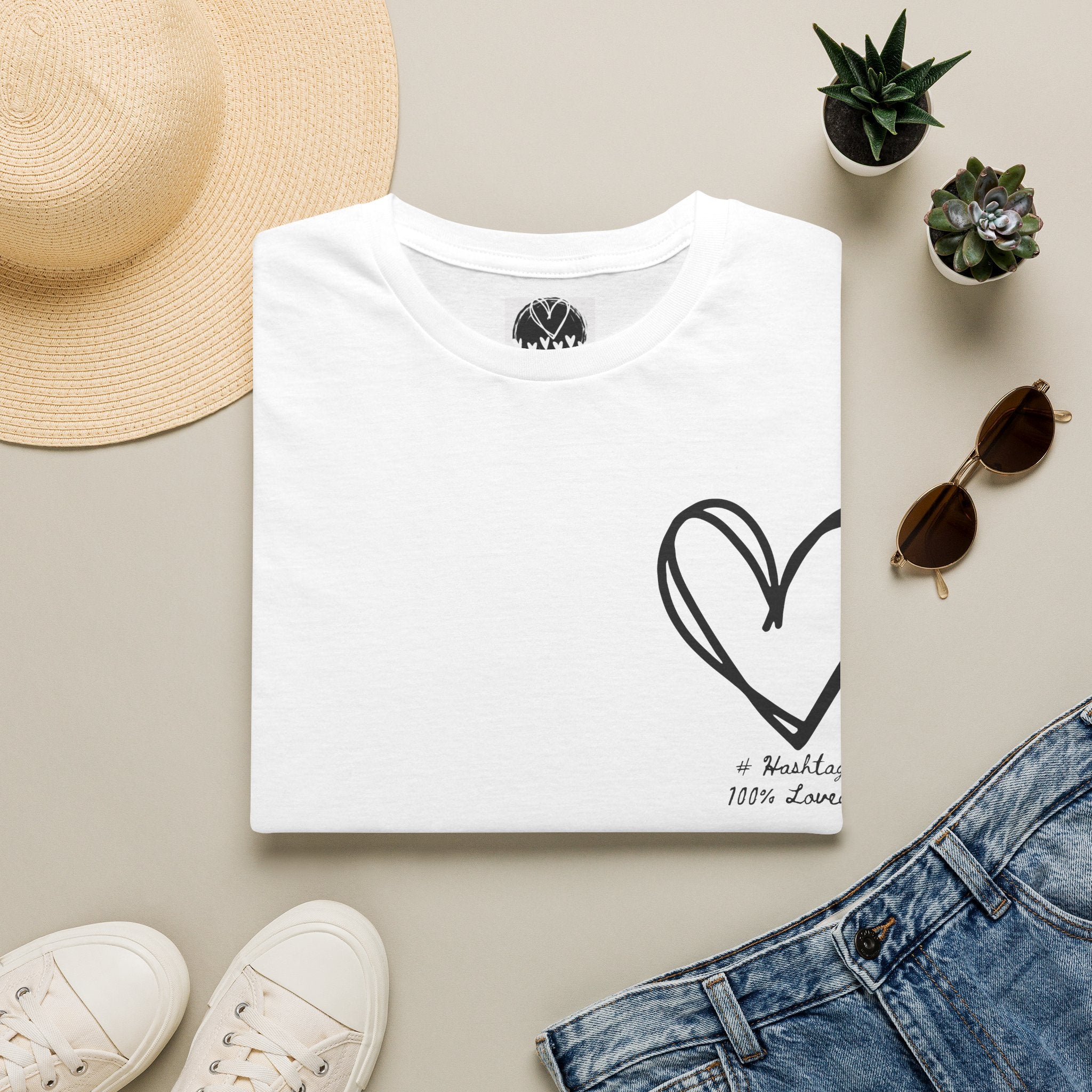 100% Loved T-Shirt — Minimal #Hashtag Love Graphic Tee