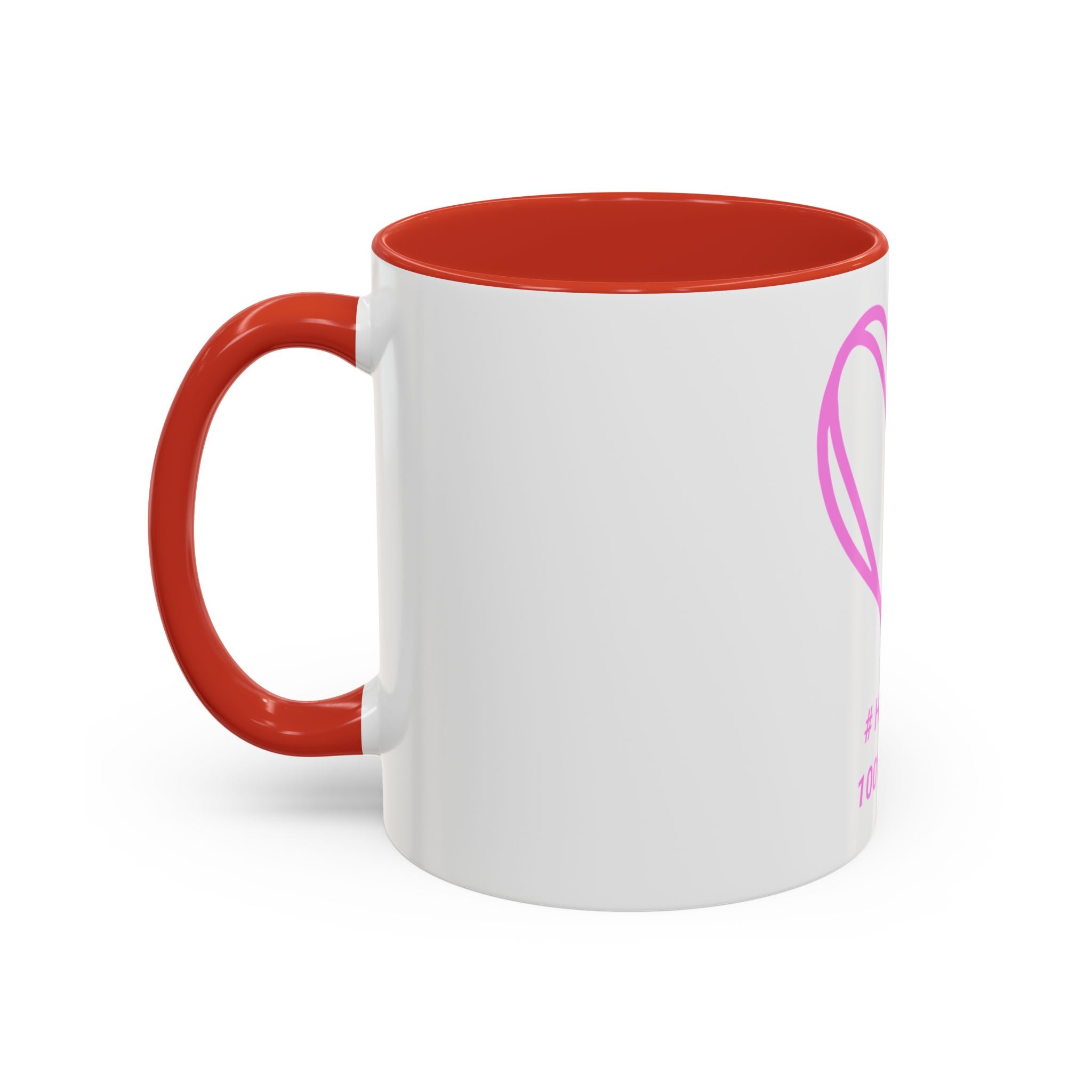 100% Loved Accent Coffee Mug — #Hashtag Heart Design (11/15oz)