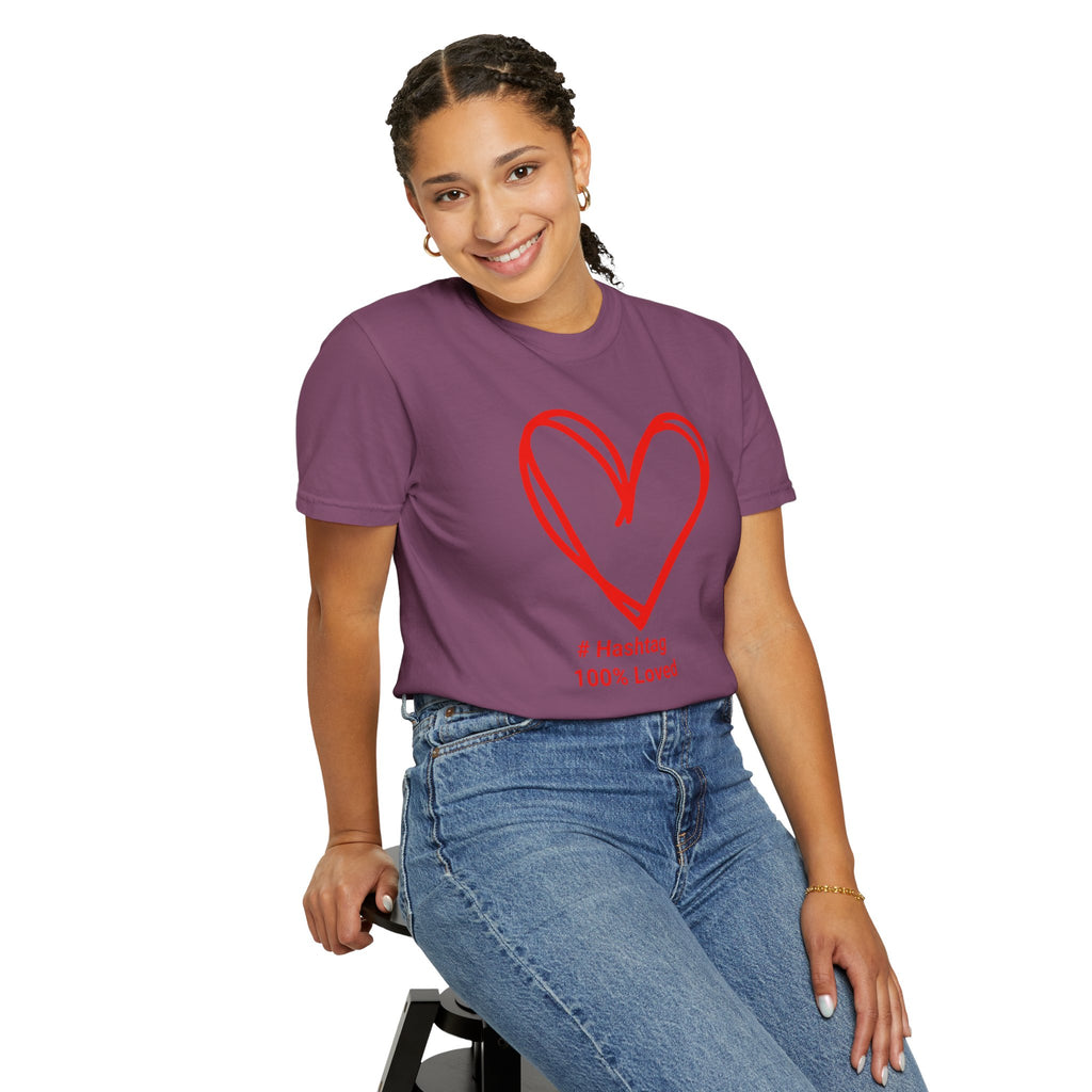Red Heart Sketch Tee | #Hashtag 100% Loved Graphic T-Shirt