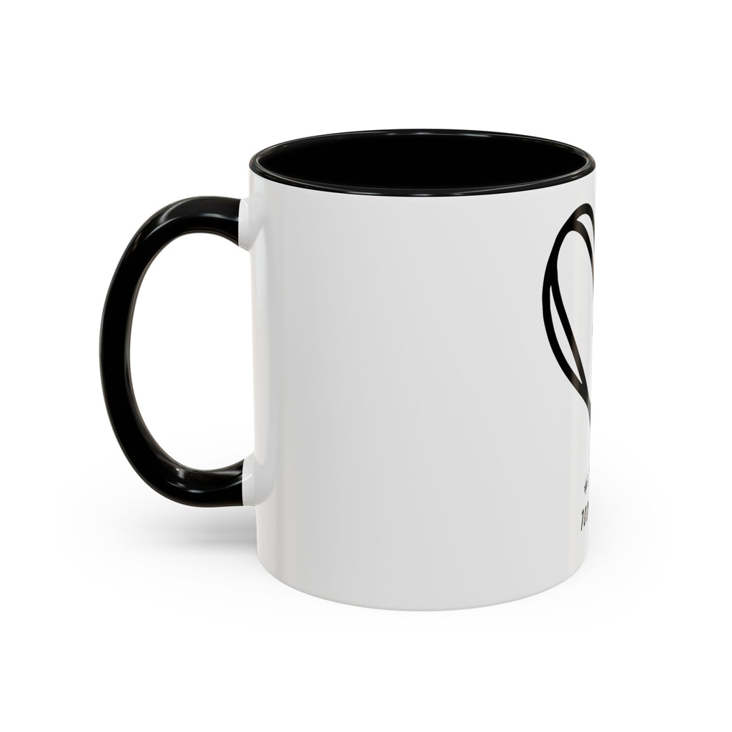 Heart Sketch Accent Coffee Mug — “# Hashtag 100% Loved”