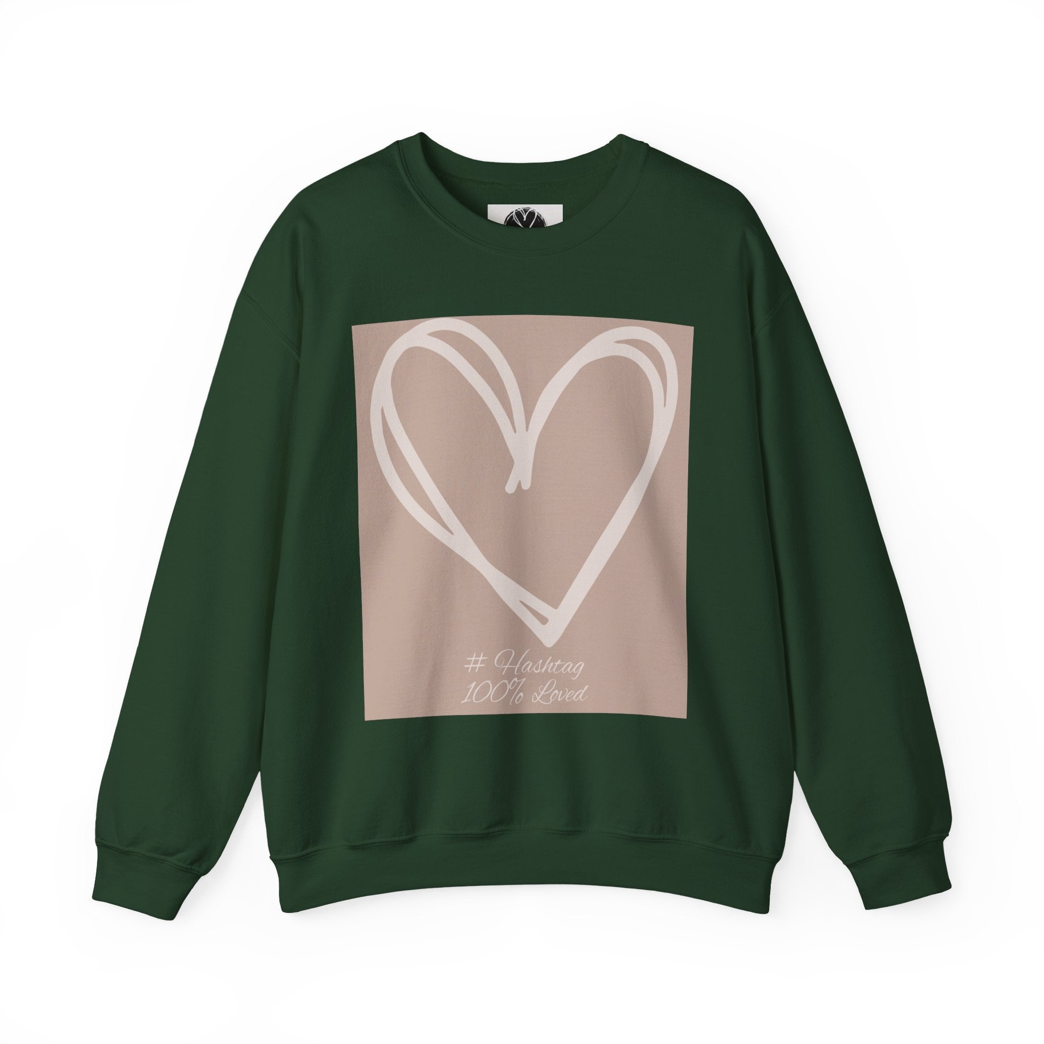White Heart Crewneck Sweatshirt | #Hashtag 100% Loved