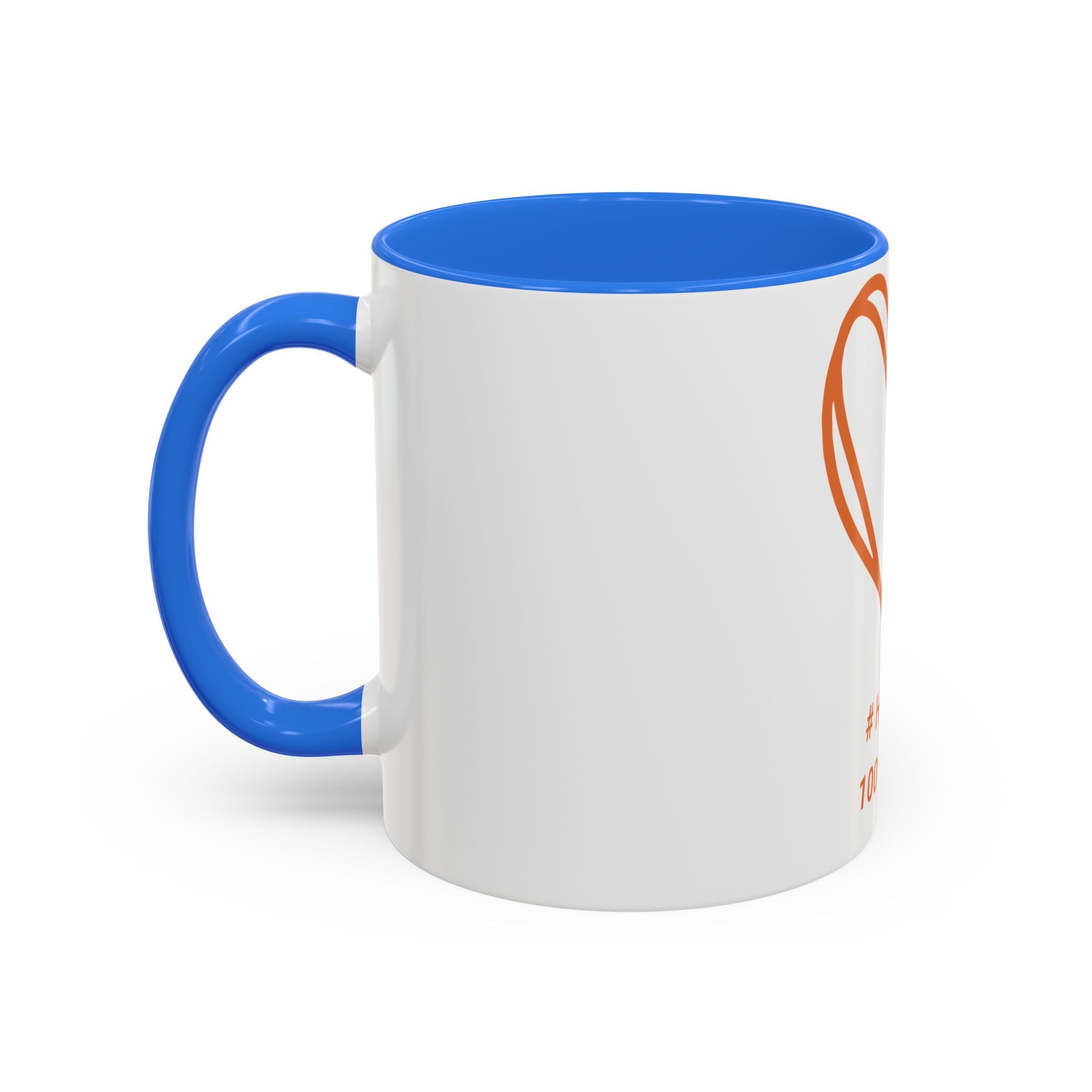 Hashtag 100% Loved Heart Mug — Color Accent Coffee Cup (11oz/15oz)