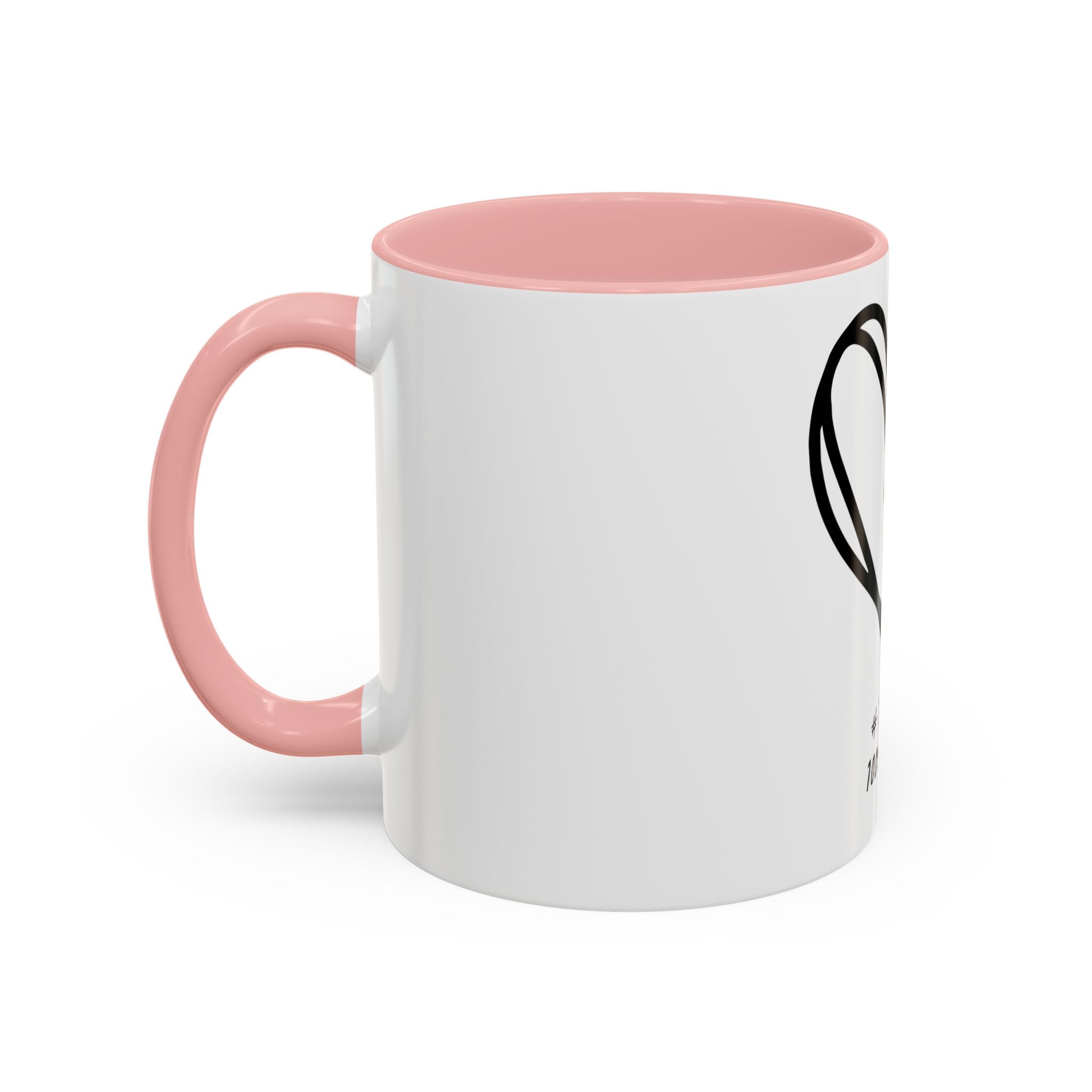 Heart Sketch Accent Coffee Mug — “# Hashtag 100% Loved”